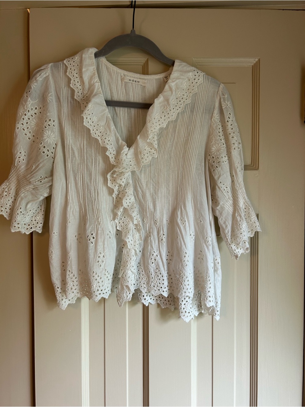 Doen White Eyelet Henri Blouse XS